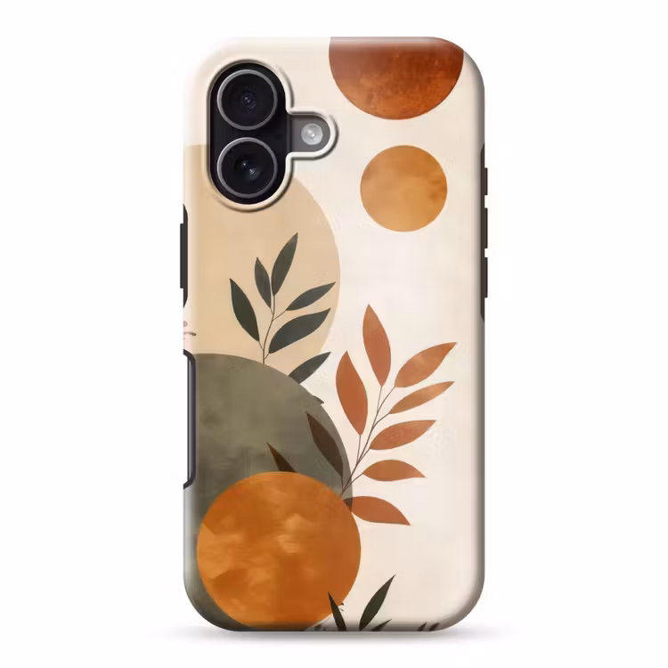 Vormen - Rond - Bladeren - Beige Toughcase MagSafe Apple iPhone 17 klein -3d
