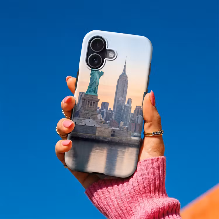 Vrijheidsbeeld - New York - Zonsopgang - Stad - Architectuur Toughcase MagSafe Apple iPhone 17 klein -Sfeer1V