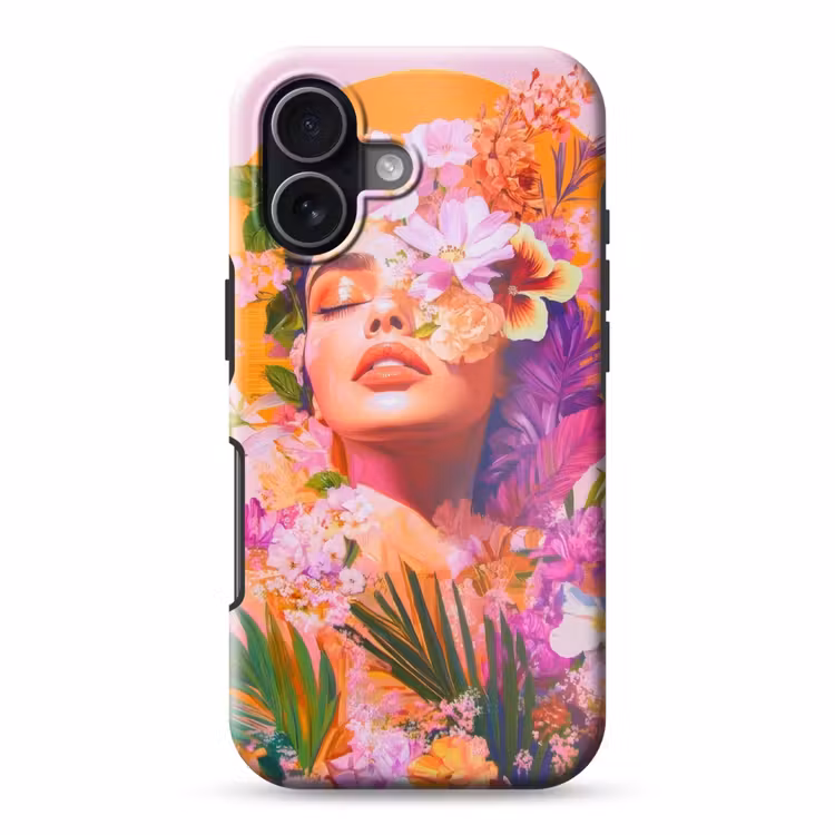 Vrouw - Abstract - Cirkel - Bloemen Toughcase MagSafe Apple iPhone 17 klein -3d