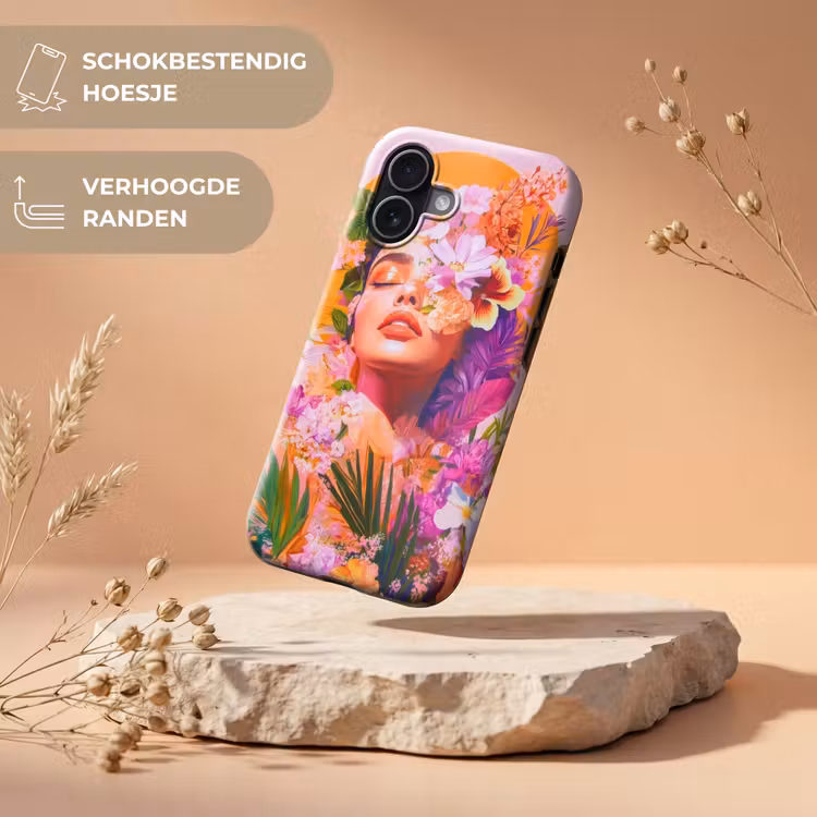 Vrouw - Abstract - Cirkel - Bloemen Toughcase MagSafe Apple iPhone 17 klein -USP_RandenV_NL