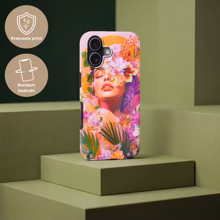 Vrouw - Abstract - Cirkel - Bloemen Toughcase MagSafe Apple iPhone 17 klein -USP_PrintM_NL