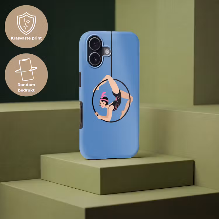 Vrouw - Aerial hoop - Art deco - Illustratie - Blauw Toughcase MagSafe Apple iPhone 17 klein -USP_PrintM_NL