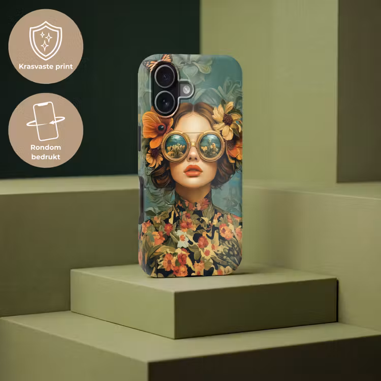 Vrouw - Bloemen - Vlinders - Natuur - Vintage Toughcase MagSafe Apple iPhone 17 klein -USP_PrintM_NL