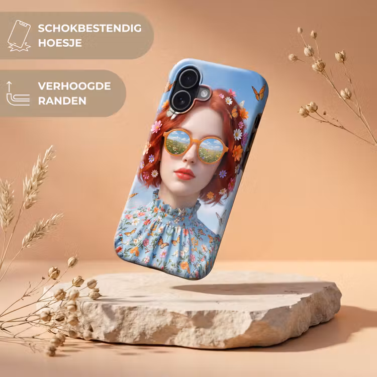 Vrouw - Bloemen - Zomer - Portret - Kleurrijk Toughcase MagSafe Apple iPhone 17 klein -USP_RandenV_NL