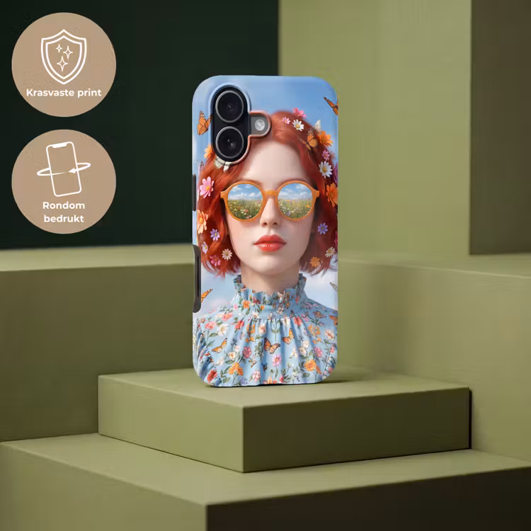 Vrouw - Bloemen - Zomer - Portret - Kleurrijk Toughcase MagSafe Apple iPhone 17 klein -USP_PrintM_NL