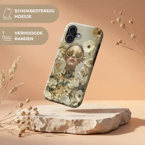 Vrouw - Bloemen - Zonnebril - Wit Toughcase MagSafe Apple iPhone 17 klein -USP_RandenV_NL