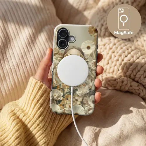 Vrouw - Bloemen - Zonnebril - Wit Toughcase MagSafe Apple iPhone 17 klein -USP_MagsafeV