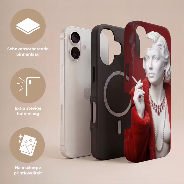 Vrouw - Bontjas - Mode - Klassiek - Rood Toughcase MagSafe Apple iPhone 17 klein -USP_Lagen_NL