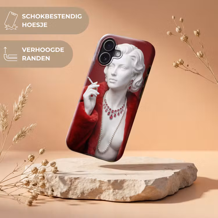 Vrouw - Bontjas - Mode - Klassiek - Rood Toughcase MagSafe Apple iPhone 17 klein -USP_RandenV_NL