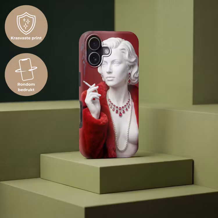 Vrouw - Bontjas - Mode - Klassiek - Rood Toughcase MagSafe Apple iPhone 17 klein -USP_PrintM_NL