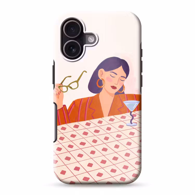 Vrouw - Bril - Cocktail - Illustratie - Modern Toughcase MagSafe Apple iPhone 17 klein -3d