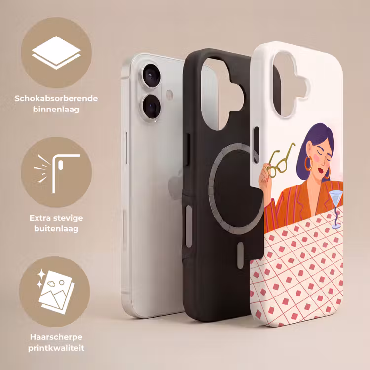 Vrouw - Bril - Cocktail - Illustratie - Modern Toughcase MagSafe Apple iPhone 17 klein -USP_Lagen_NL