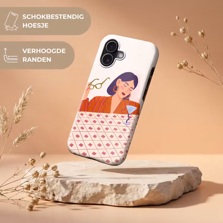 Vrouw - Bril - Cocktail - Illustratie - Modern Toughcase MagSafe Apple iPhone 17 klein -USP_RandenV_NL