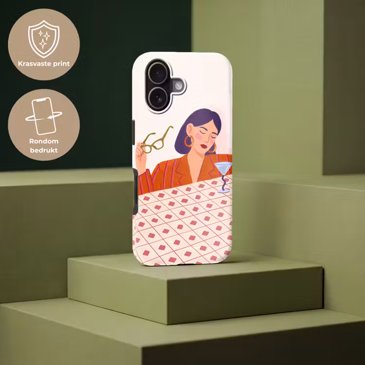 Vrouw - Bril - Cocktail - Illustratie - Modern Toughcase MagSafe Apple iPhone 17 klein -USP_PrintM_NL