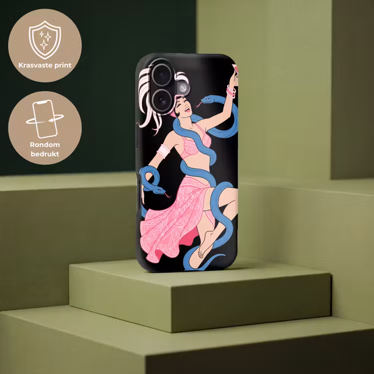 Vrouw - Danseres - Slangen - Art Deco - Roze Toughcase MagSafe Apple iPhone 17 klein -USP_PrintM_NL