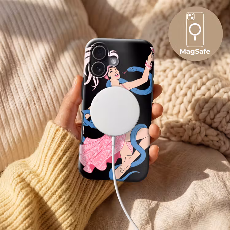 Vrouw - Danseres - Slangen - Art Deco - Roze Toughcase MagSafe Apple iPhone 17 klein -USP_MagsafeV