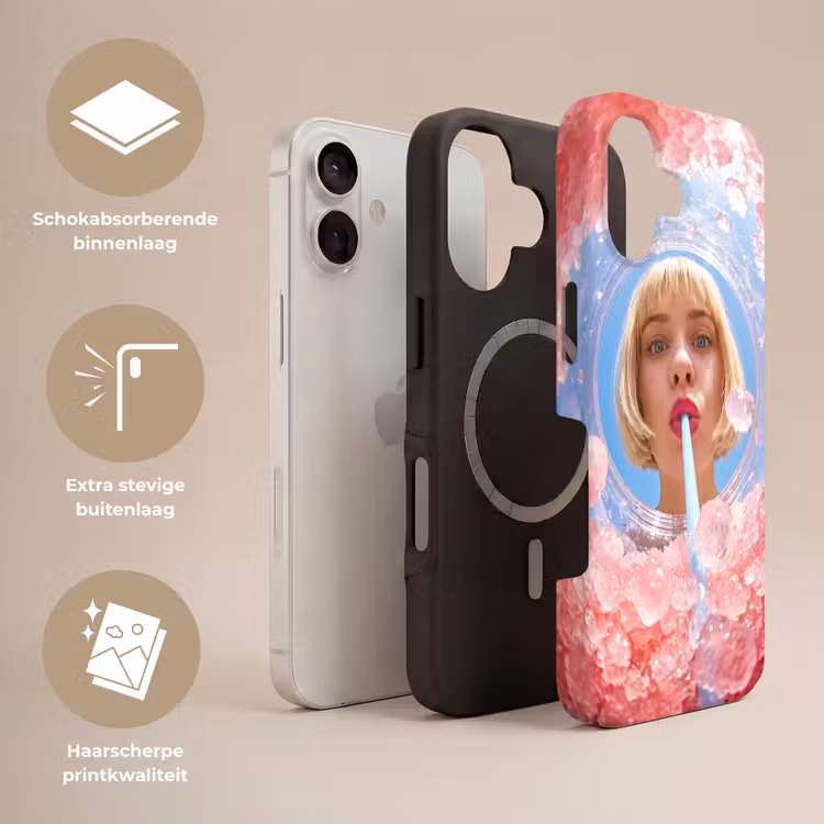Vrouw - Drank - Zomer - Roze - Blauw Toughcase MagSafe Apple iPhone 17 klein -USP_Lagen_NL
