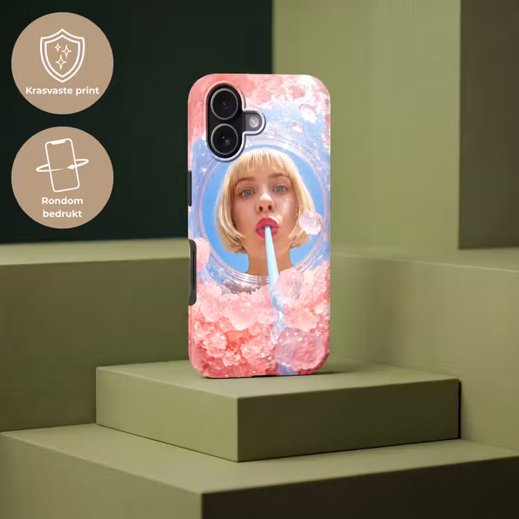 Vrouw - Drank - Zomer - Roze - Blauw Toughcase MagSafe Apple iPhone 17 klein -USP_PrintM_NL