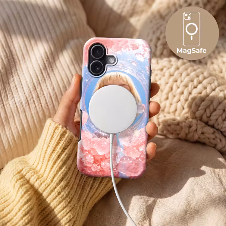 Vrouw - Drank - Zomer - Roze - Blauw Toughcase MagSafe Apple iPhone 17 klein -USP_MagsafeV