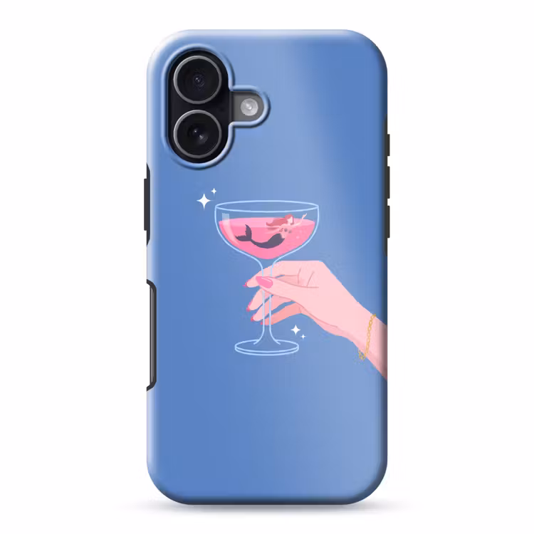 Vrouw - Glas - Abstract - Roze - Blauw Toughcase MagSafe Apple iPhone 17 klein -3d
