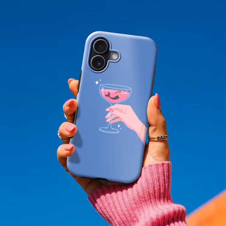 Vrouw - Glas - Abstract - Roze - Blauw Toughcase MagSafe Apple iPhone 17 klein -Sfeer1V