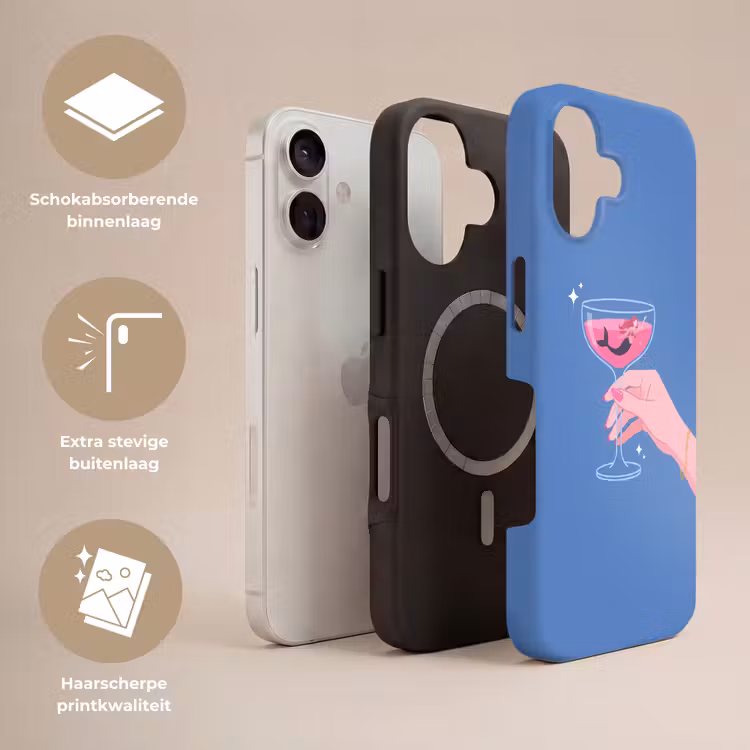 Vrouw - Glas - Abstract - Roze - Blauw Toughcase MagSafe Apple iPhone 17 klein -USP_Lagen_NL