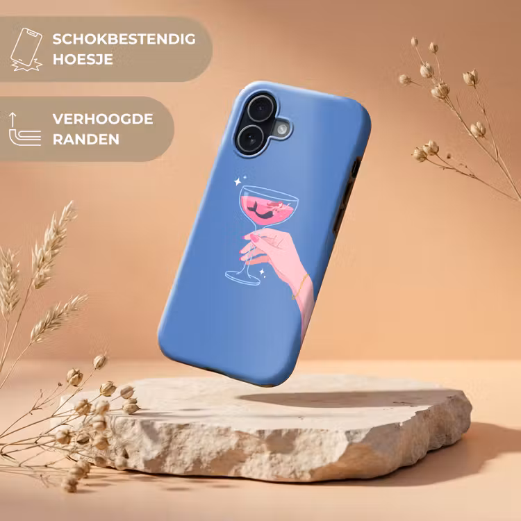 Vrouw - Glas - Abstract - Roze - Blauw Toughcase MagSafe Apple iPhone 17 klein -USP_RandenV_NL