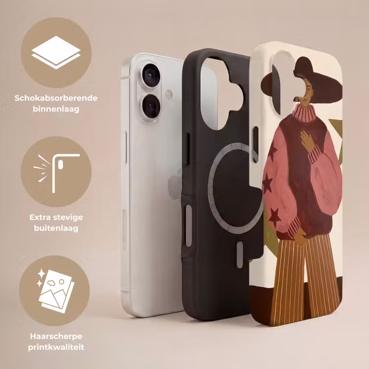 Vrouw - Hoed - Abstract - Modern - Portret Toughcase MagSafe Apple iPhone 17 klein -USP_Lagen_NL