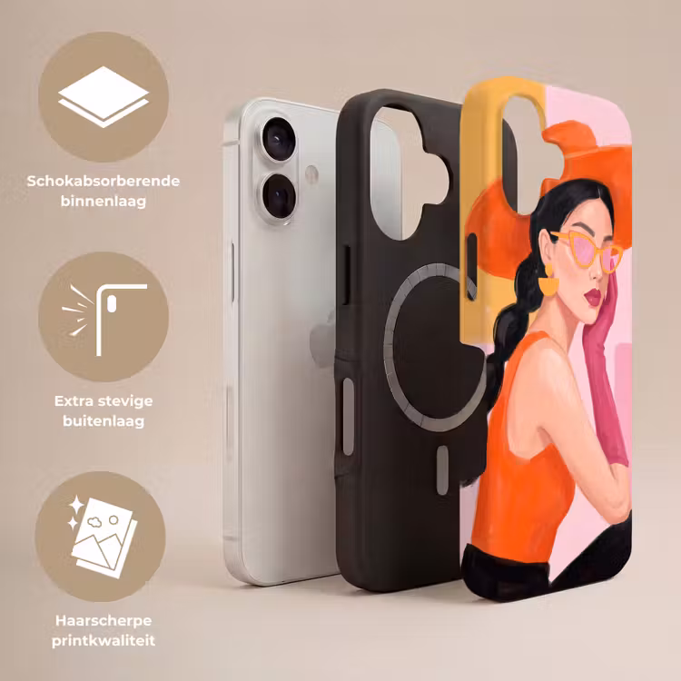 Vrouw - Hoed - Mode - Modern - Oranje Toughcase MagSafe Apple iPhone 17 klein -USP_Lagen_NL
