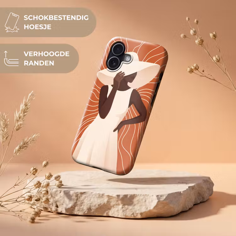 Vrouw - Hoed - Portret - Modern - Beige Toughcase MagSafe Apple iPhone 17 klein -USP_RandenV_NL