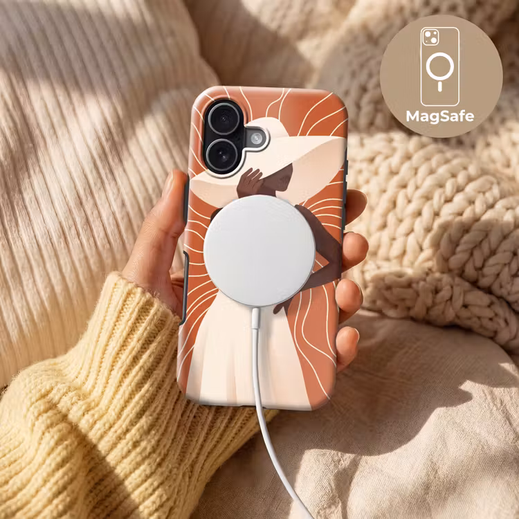 Vrouw - Hoed - Portret - Modern - Beige Toughcase MagSafe Apple iPhone 17 klein -USP_MagsafeV