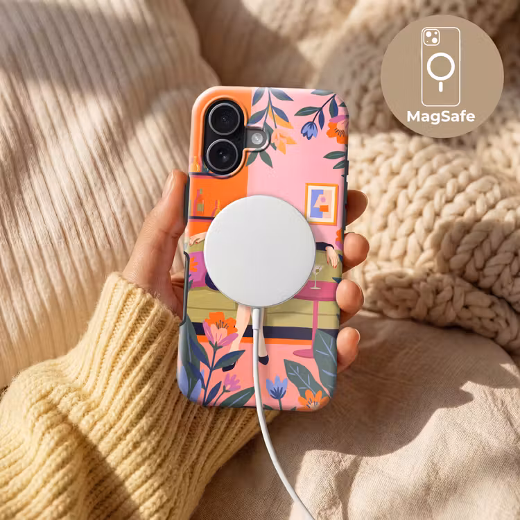 Vrouw - Kat - Interieur - Modern - Kleurrijk Toughcase MagSafe Apple iPhone 17 klein -USP_MagsafeV