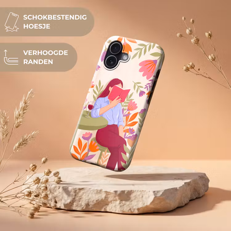 Vrouw - Lezen - Thuis - Modern - Bloemen Toughcase MagSafe Apple iPhone 17 klein -USP_RandenV_NL