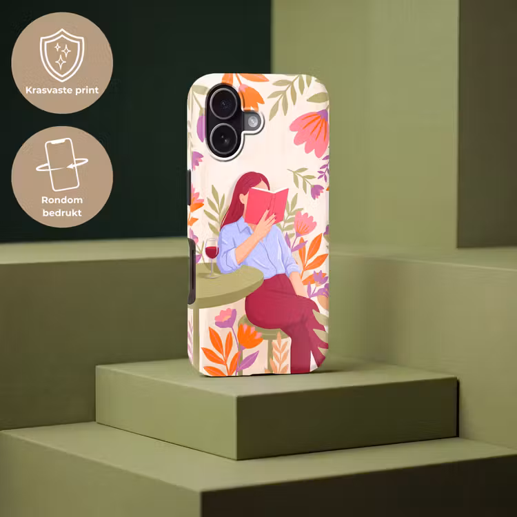 Vrouw - Lezen - Thuis - Modern - Bloemen Toughcase MagSafe Apple iPhone 17 klein -USP_PrintM_NL