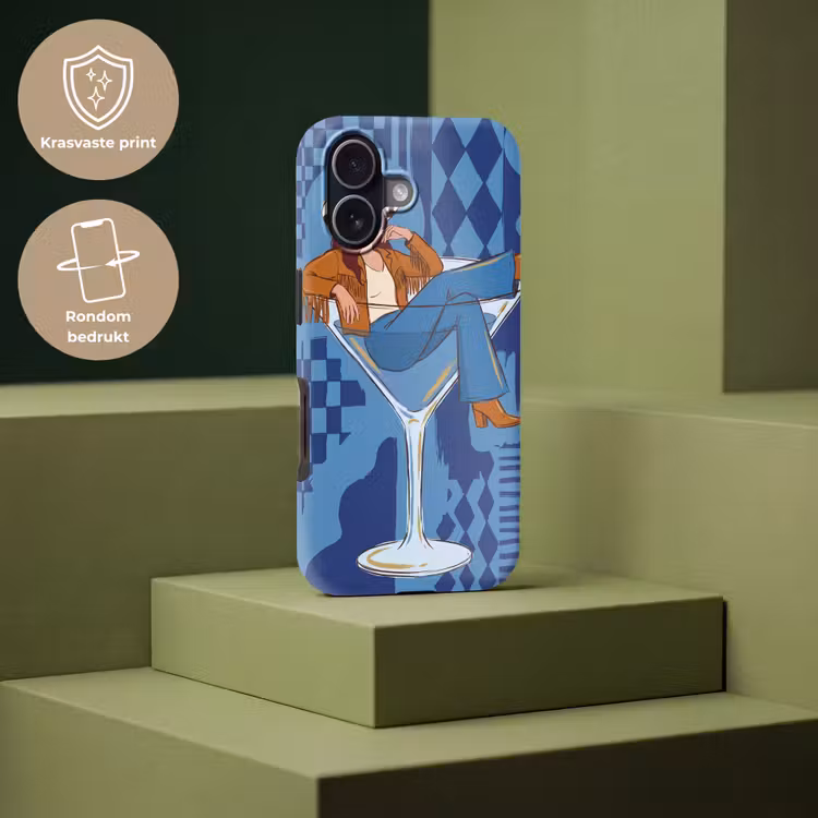 Vrouw - Martini glas - Abstract - Blauw - Kunst Toughcase MagSafe Apple iPhone 17 klein -USP_PrintM_NL