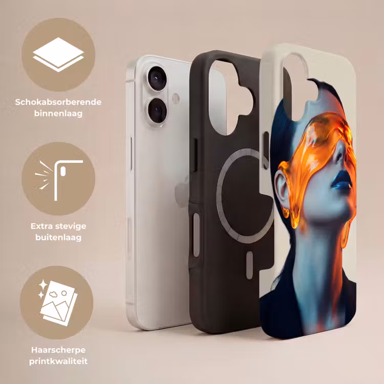 Vrouw - Oranje - Abstract - Modern - Kleurrijk Toughcase MagSafe Apple iPhone 17 klein -USP_Lagen_NL