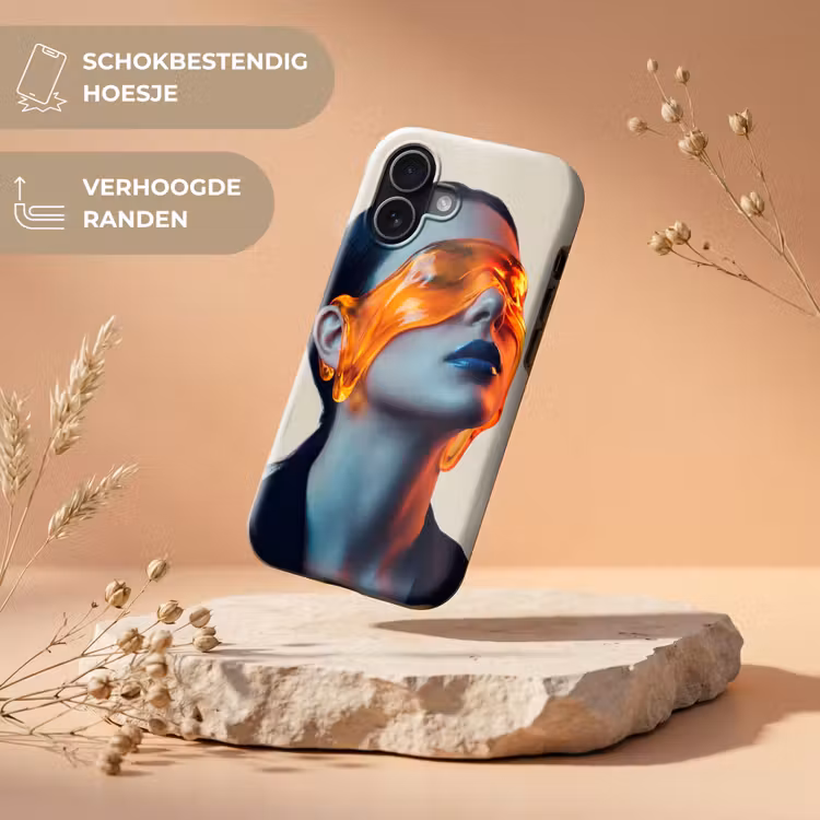 Vrouw - Oranje - Abstract - Modern - Kleurrijk Toughcase MagSafe Apple iPhone 17 klein -USP_RandenV_NL
