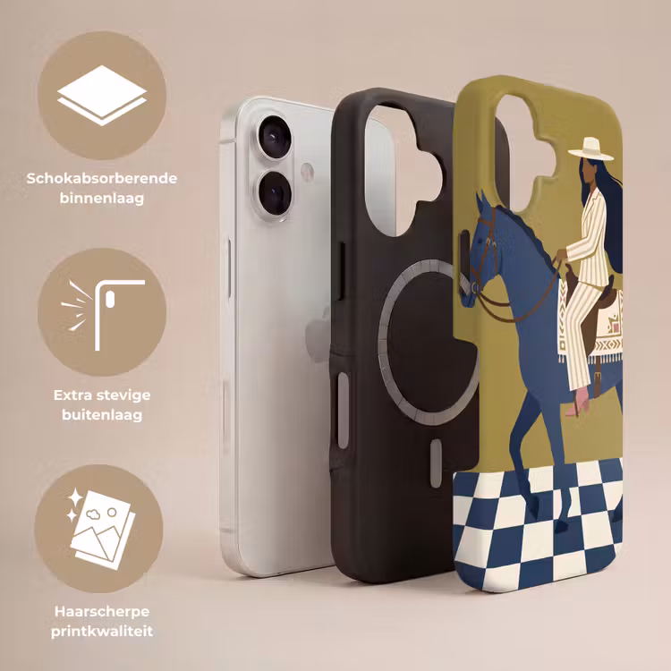 Vrouw - Paard - Rijden - Modern - Abstract Toughcase MagSafe Apple iPhone 17 klein -USP_Lagen_NL