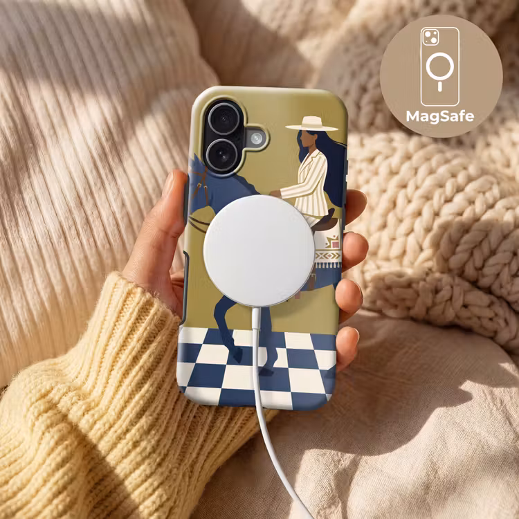 Vrouw - Paard - Rijden - Modern - Abstract Toughcase MagSafe Apple iPhone 17 klein -USP_MagsafeV
