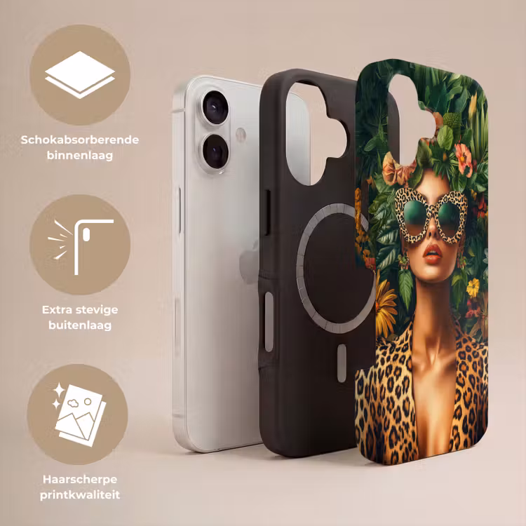 Vrouw - Panterprint - Jungle - Natuur - Luxe Toughcase MagSafe Apple iPhone 17 klein -USP_Lagen_NL