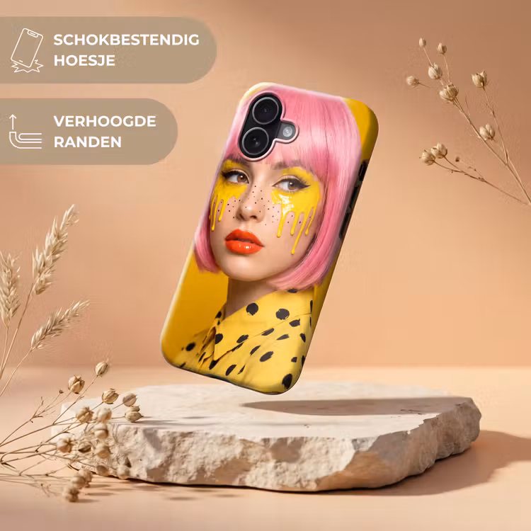 Vrouw - Portret - Abstract - Kleurrijk - Geel Toughcase MagSafe Apple iPhone 17 klein -USP_RandenV_NL
