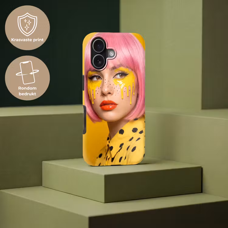 Vrouw - Portret - Abstract - Kleurrijk - Geel Toughcase MagSafe Apple iPhone 17 klein -USP_PrintM_NL