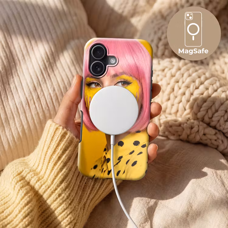 Vrouw - Portret - Abstract - Kleurrijk - Geel Toughcase MagSafe Apple iPhone 17 klein -USP_MagsafeV
