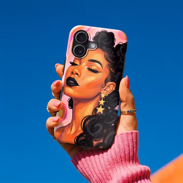 Vrouw - Portret - Abstract - Kleurrijk - Roze Toughcase MagSafe Apple iPhone 17 klein -Sfeer1V