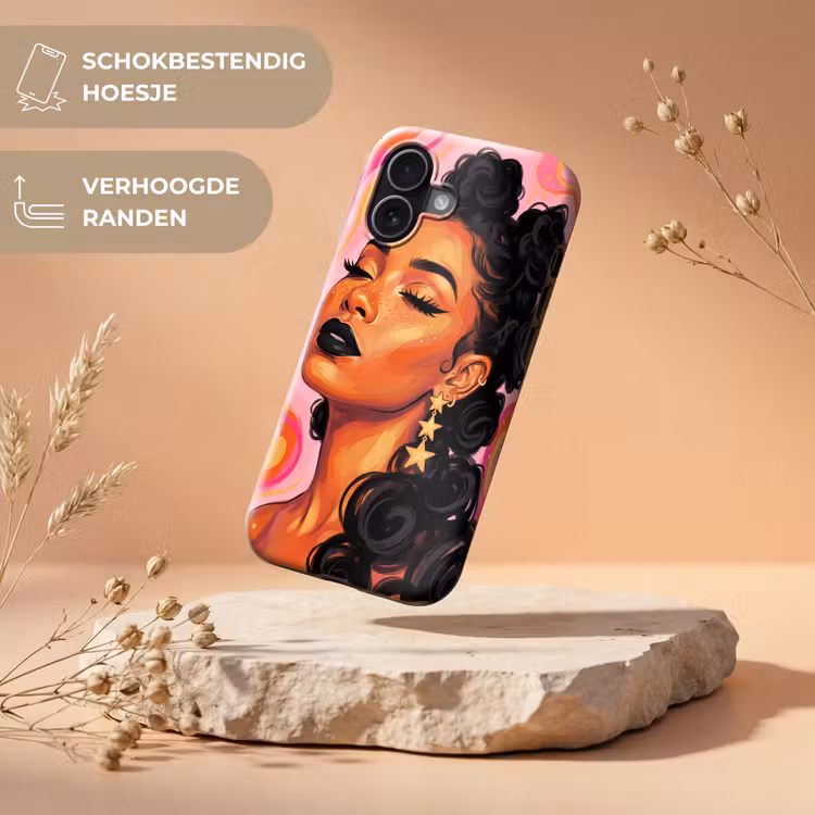 Vrouw - Portret - Abstract - Kleurrijk - Roze Toughcase MagSafe Apple iPhone 17 klein -USP_RandenV_NL