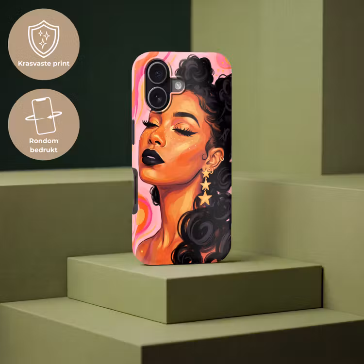 Vrouw - Portret - Abstract - Kleurrijk - Roze Toughcase MagSafe Apple iPhone 17 klein -USP_PrintM_NL