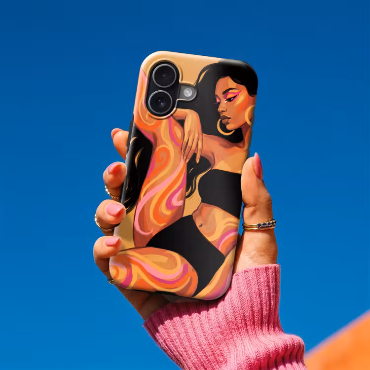 Vrouw - Portret - Abstract - Modern - Kleurrijk Toughcase MagSafe Apple iPhone 17 klein -Sfeer1V