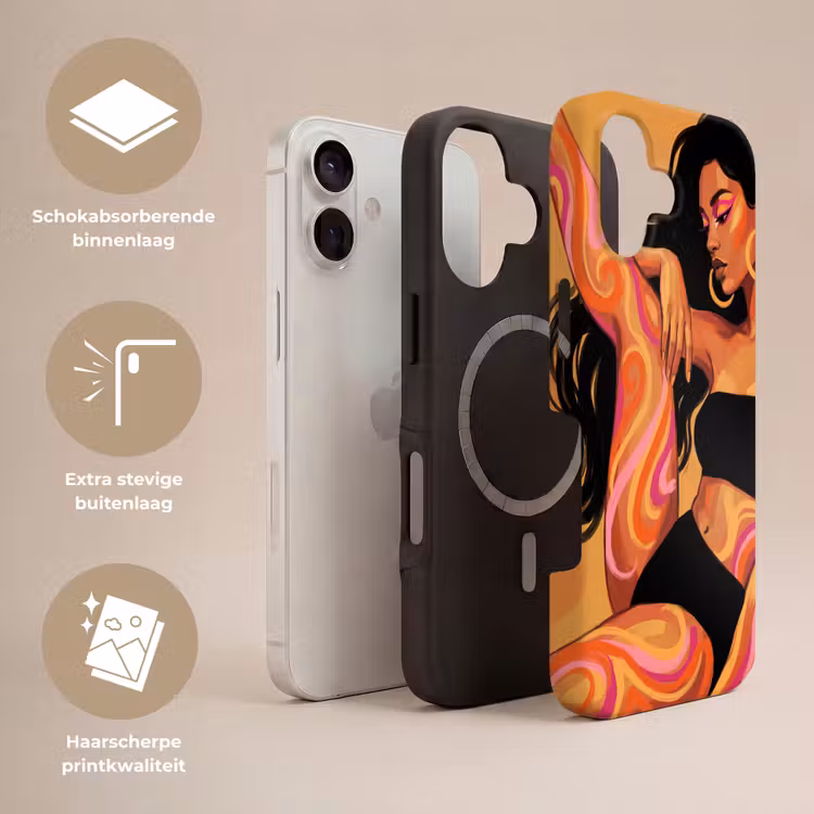 Vrouw - Portret - Abstract - Modern - Kleurrijk Toughcase MagSafe Apple iPhone 17 klein -USP_Lagen_NL