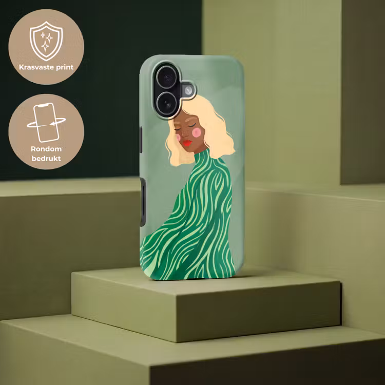 Vrouw - Portret - Illustratie - Modern - Groen Toughcase MagSafe Apple iPhone 17 klein -USP_PrintM_NL