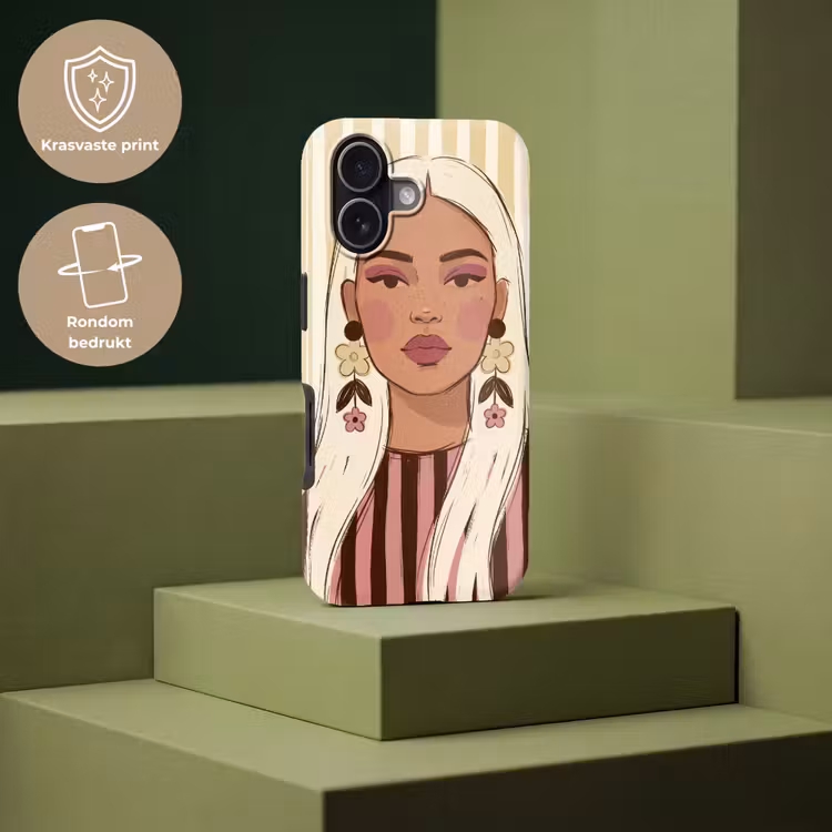 Vrouw - Portret - Illustratie - Modern - Roze Toughcase MagSafe Apple iPhone 17 klein -USP_PrintM_NL